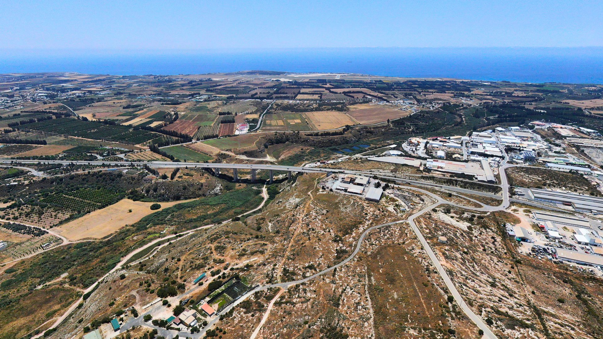 Aerial view of the Anatoliko industrial area in Paphos, Cyprus
